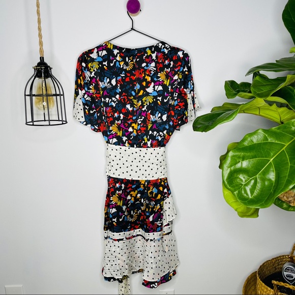 NWT Tanya Taylor - Bianka Mixed Print Wrap Mini Dress 6 - Picture 3 of 12